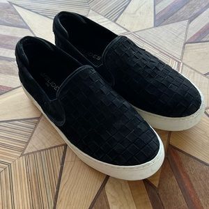 J SLIDES Proper Nubuck Platform Slip On Woven Sneaker Black 7.5